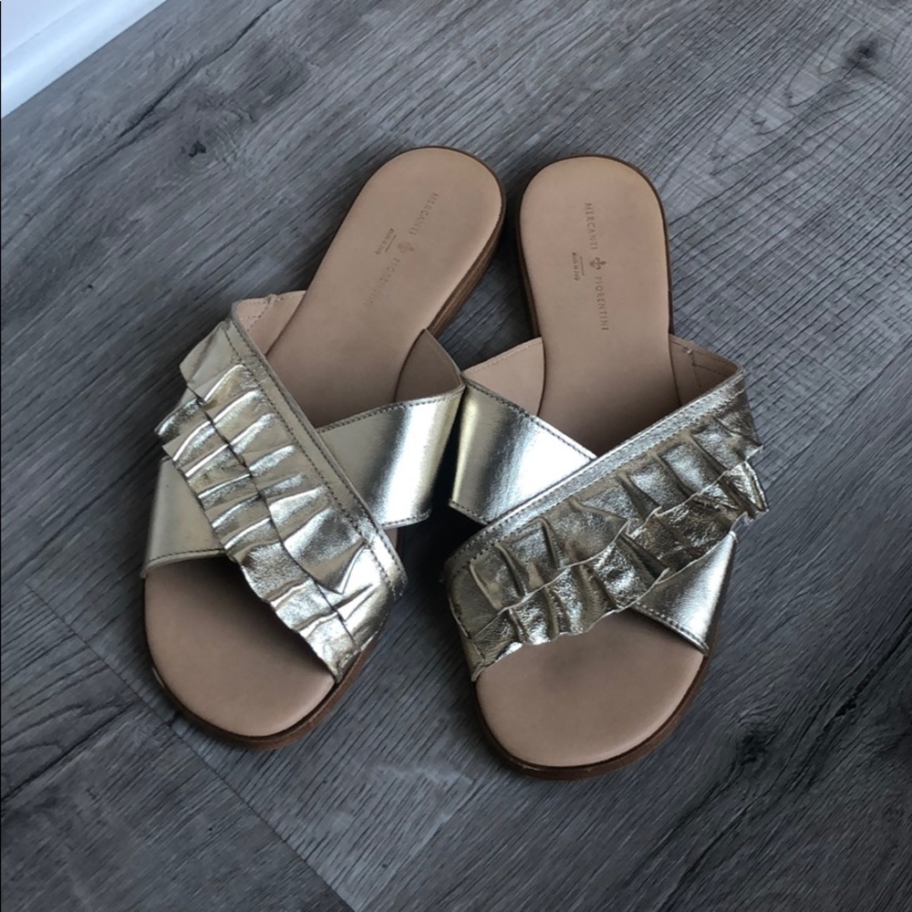 Gold Cross Cross Sandals